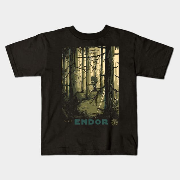 Visit Endor Kids T-Shirt by mathiole